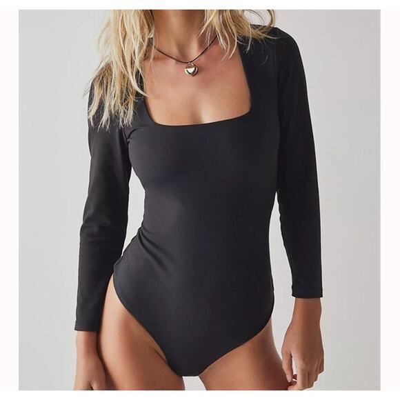NWT Free People Intimately Truth Or Square Black Bodysuit Women’s Size Small - Picture 2 of 7